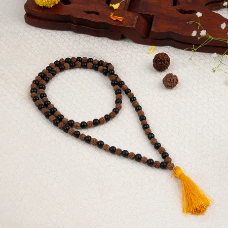 Divya Raksha Rudraksha & Karungali Mala 8mm - 108+1 Beads