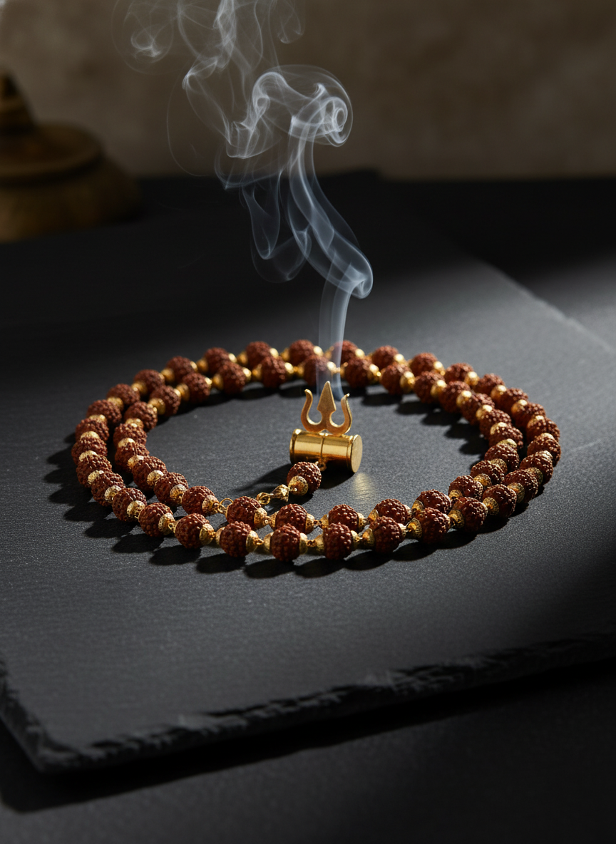 Sacred Rudraksha Karungali Energy Necklace